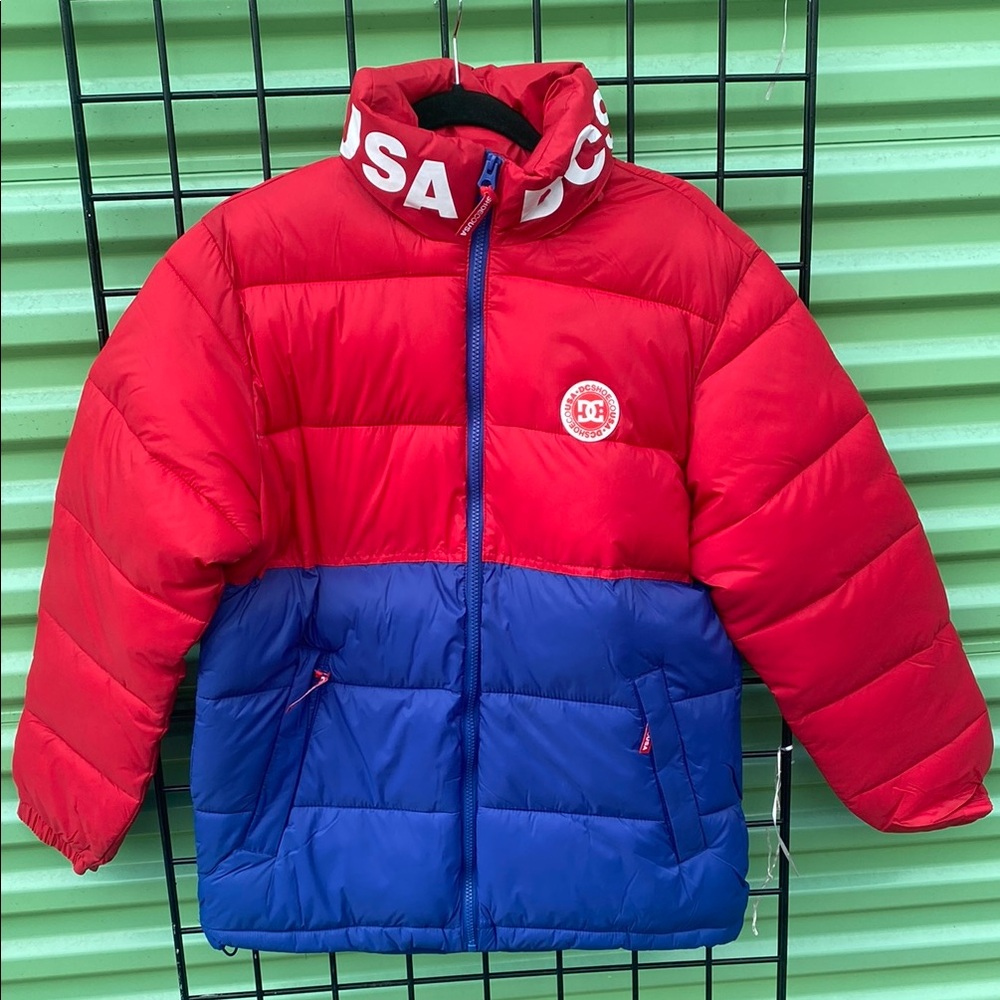 Red and Blue Puffer Jacket